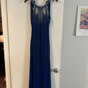 Nightway Size 4 Open Back, Embellished Blue Gown, Like New